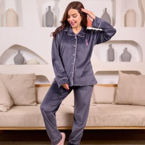 بيجاما كلاسيك رصاصي