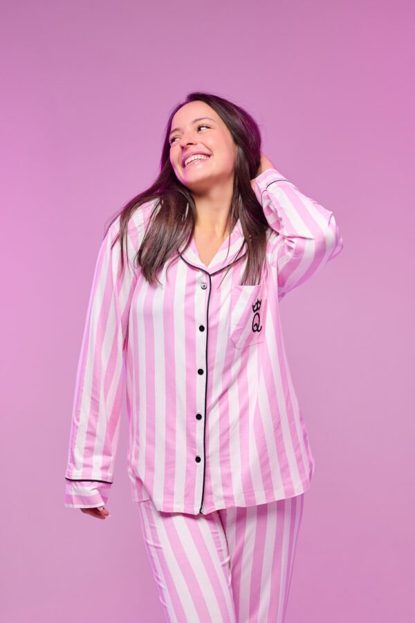 بيجامه كلاسيك كم مقلم