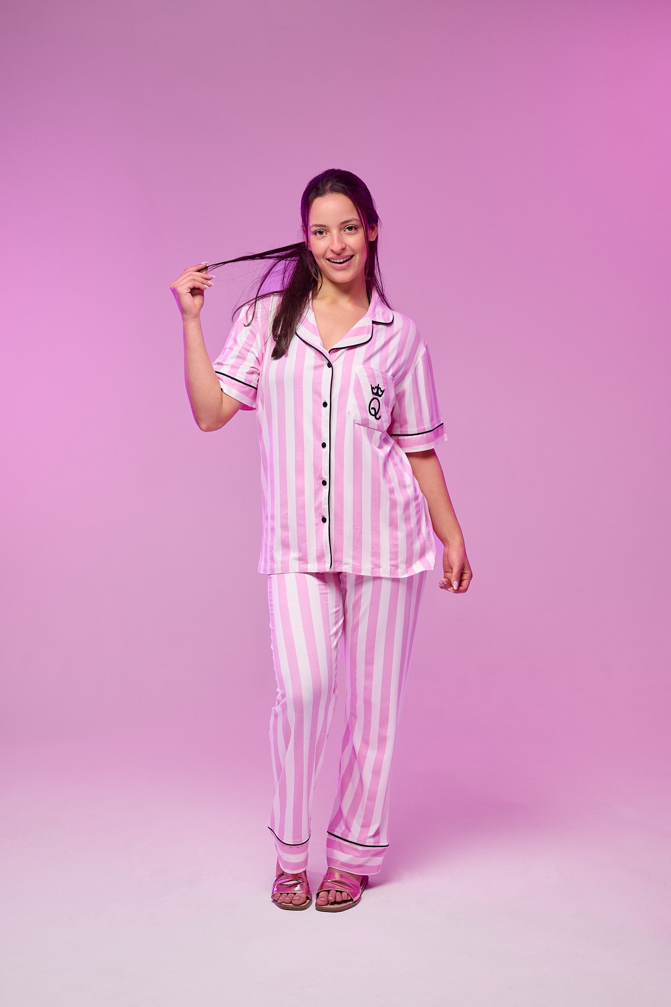 بيجاما كلاسيك نص كم مقلمه