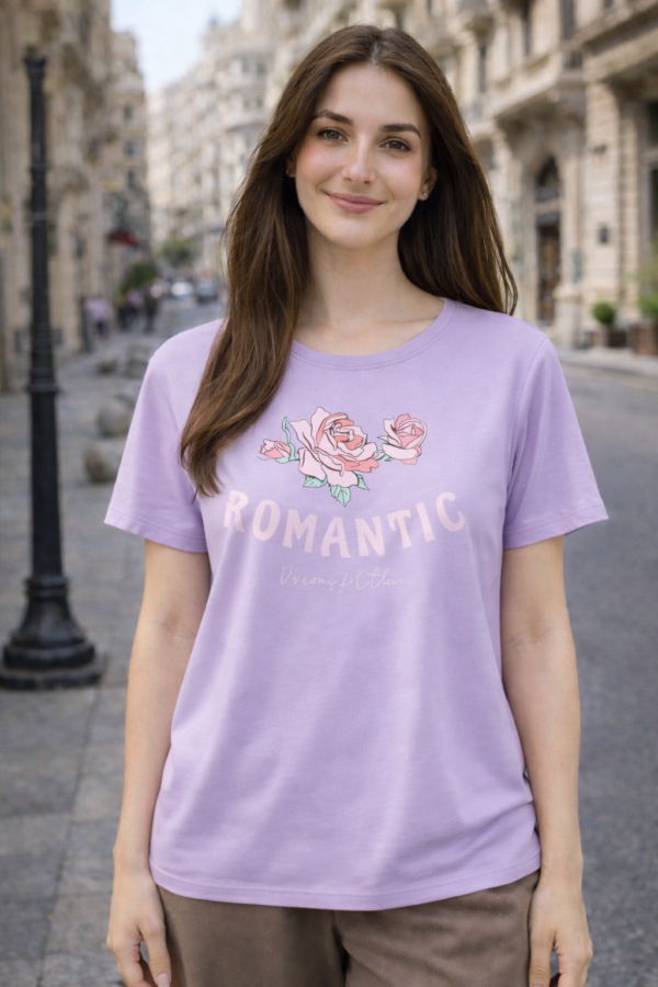 تيشرت نص كم مطبوع