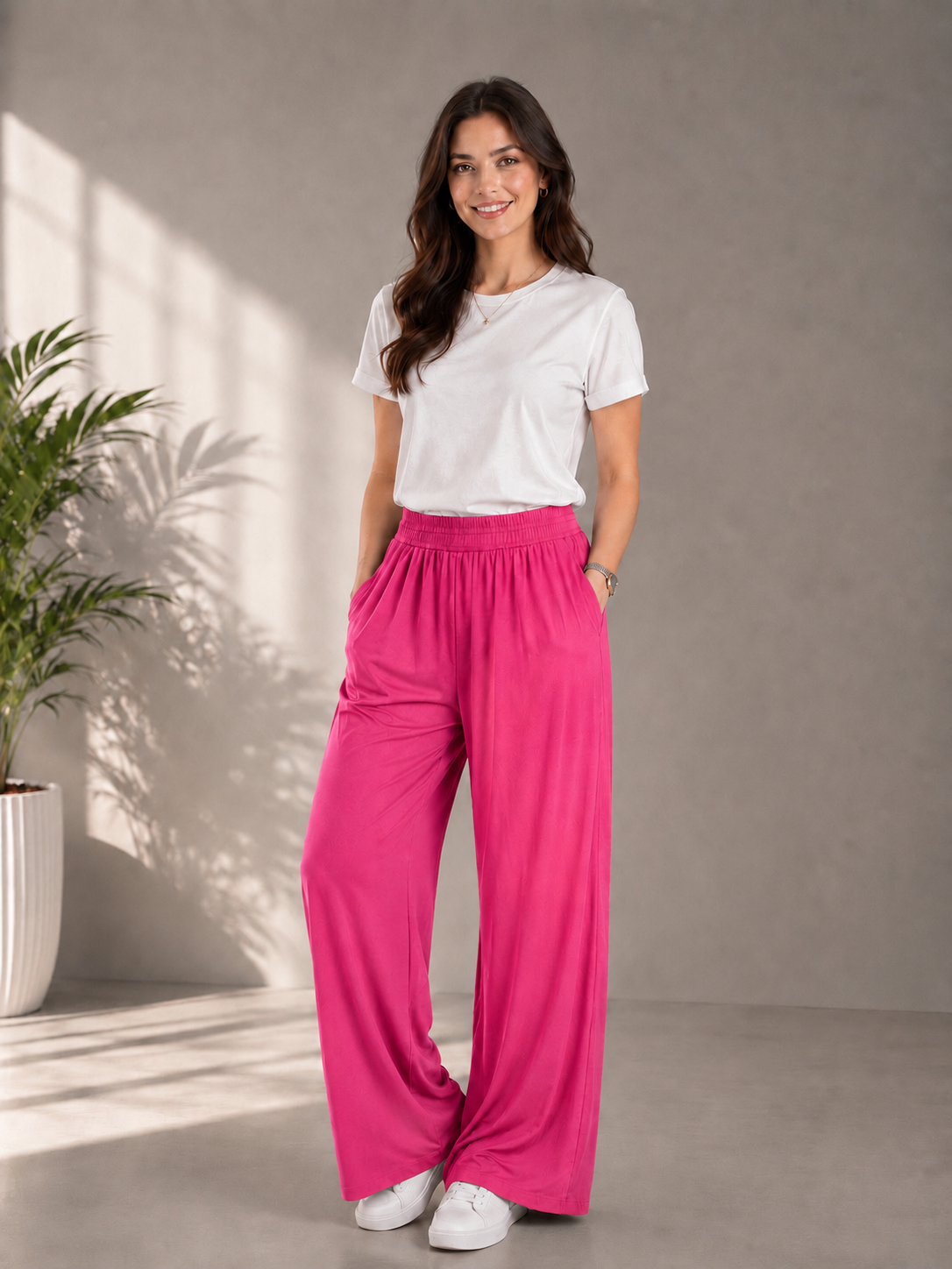بنطلون واسع wide leg بجيب